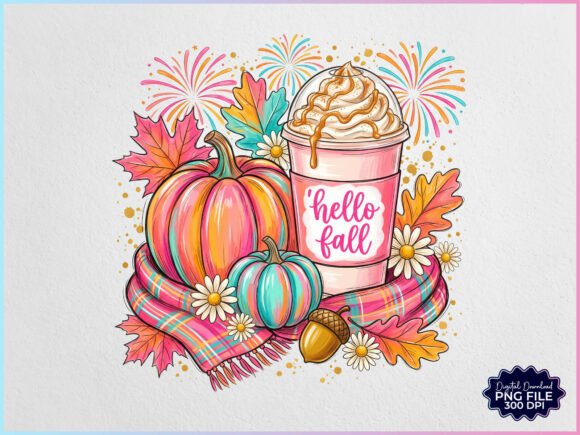 Download Preppy Hello Fall Pumpkin Coffee PNG - Fall Collection