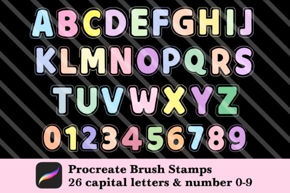 Download Alphabet &amp; Number Brush Stamp Procreate - Brush stamp procreate Collection
