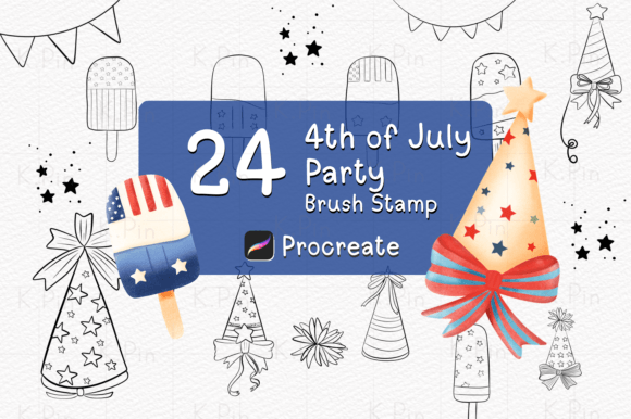 Download 24 Brush Stamp Procreate, 4th of July - Brush stamp procreate Collection