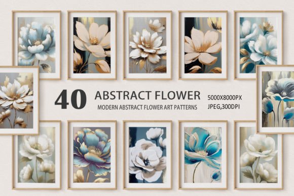 Download Abstract Golden Oil Painting Flowers Art - Abstract Collection