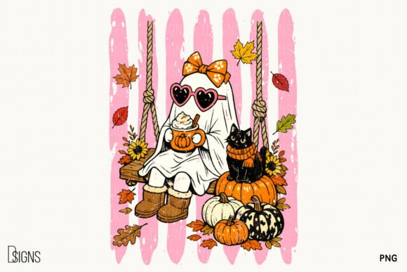 Download Fall Autumn Cozy Ghost Stripes Halloween - Fall Collection