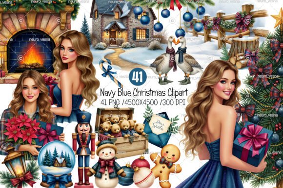Download Navy Blue Christmas Clipart - Christmas clipart Collection