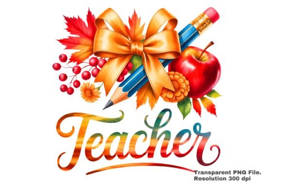 Download Teacher Fall Apple Pencil Bow PNG - Fall Collection