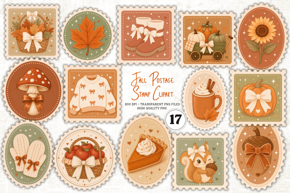 Download Fall Postage Stamp Clipart - Fall Collection