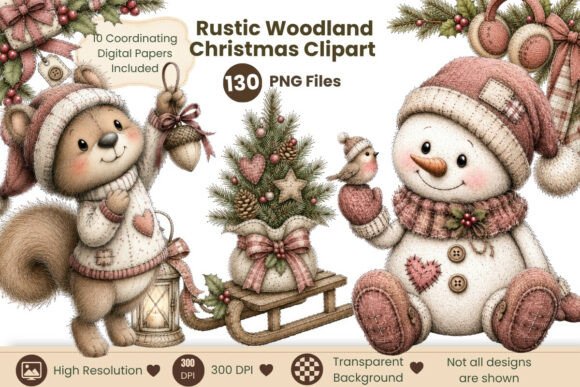 Download Rustic Woodland Christmas Clipart - Christmas clipart Collection
