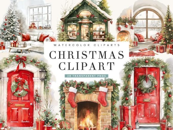 Download Watercolor Christmas Clipart Bundle - Christmas clipart Collection