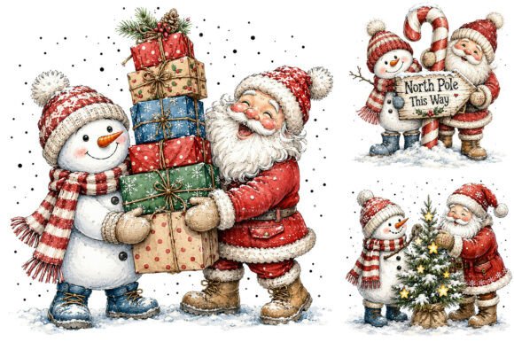 Download Cute Santa Snowman Christmas Clipart - Christmas clipart Collection