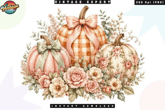 Download Cottagecore Floral Pumpkins Fall PNG - Fall Collection