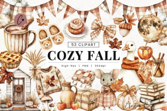 Download Watercolor Cozy Fall Clipart Bundle - Fall Collection